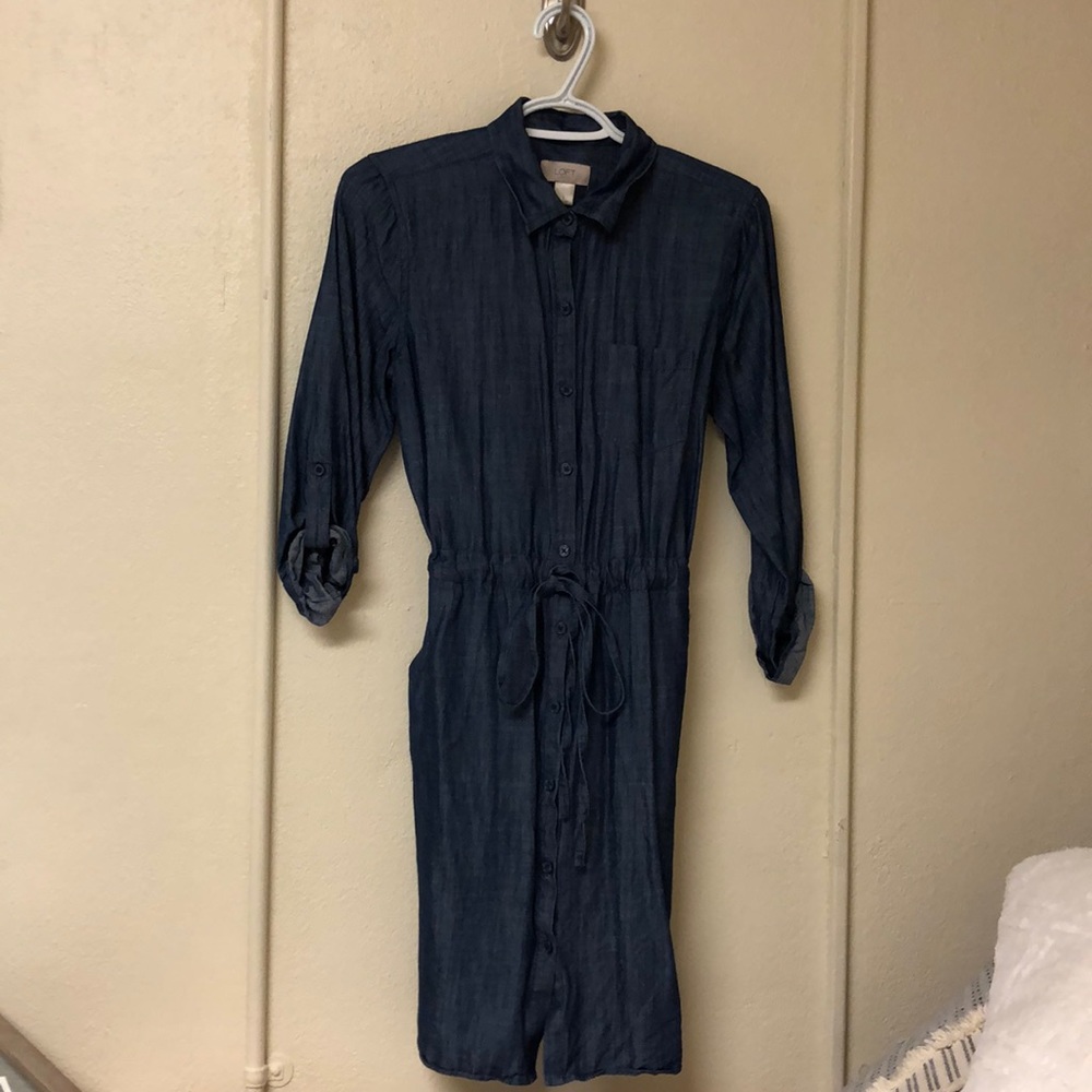 LOFT OUTLET denim button up dress